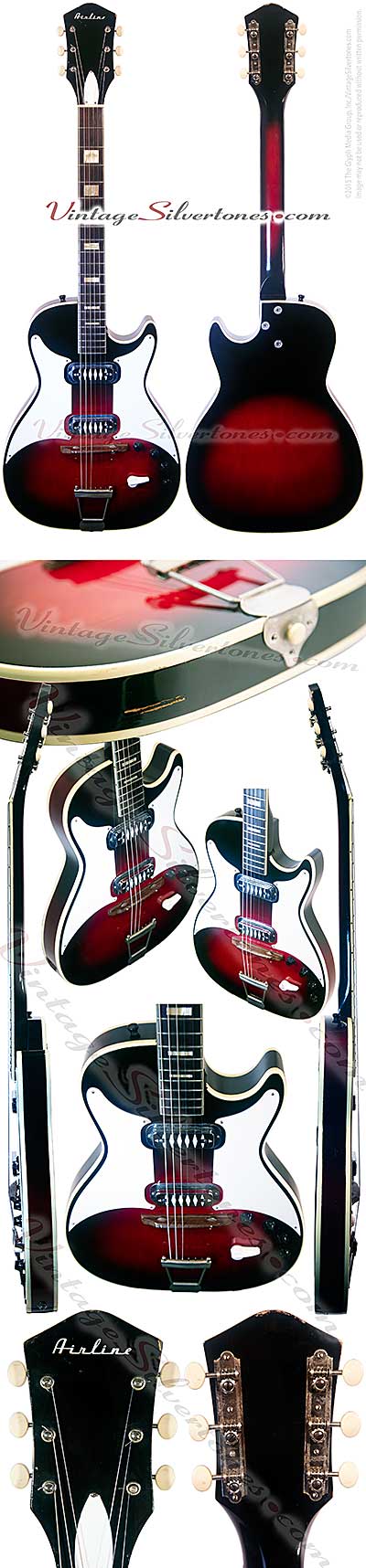 Airline - Stratotone - two pickup, cherry redburst, hollow body electric guitar made in Chicago IL USA circa 1964