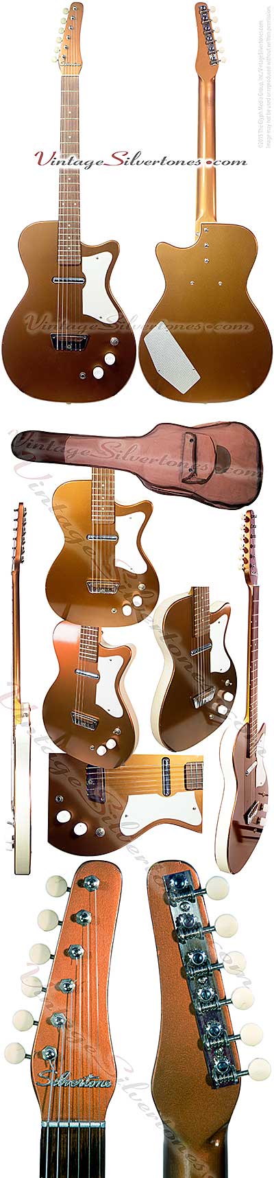 Silvertone 1415-Danelectro-made 1 pickup, electric guitar, dolphin, 1960, bronze